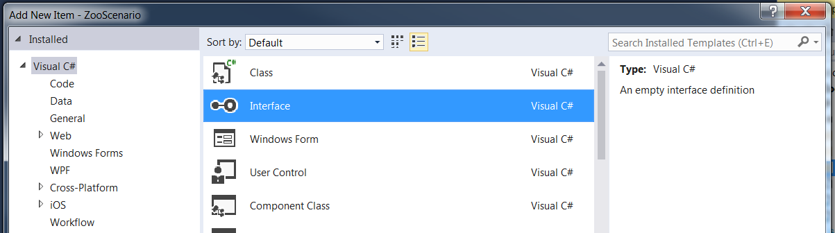 7.1 Zoo - screenshot of add new item window