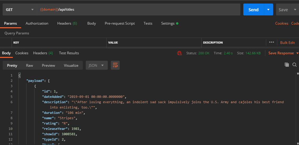 titles api response for 12.3 Lab. Use the adjacent task instructions to identify the required controls, output, or debugger values.