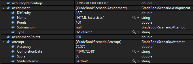Check Your Work - Blackboard Midterm Grade; compare object identities, field values, and execution position with your debugger.