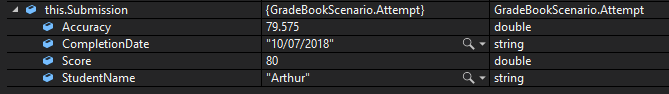 2.2 Grade Book CYW SubmitBBMidterm.PNG; compare object identities, field values, and execution position with your debugger.