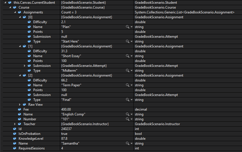 Check Your Work - Canvas Midterm; compare object identities, field values, and execution position with your debugger.