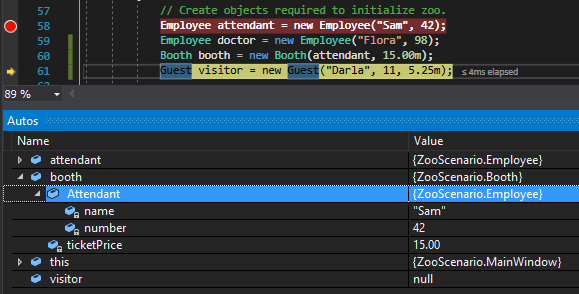 Check Your Work: Booth Values; compare object identities, field values, and execution position with your debugger.
