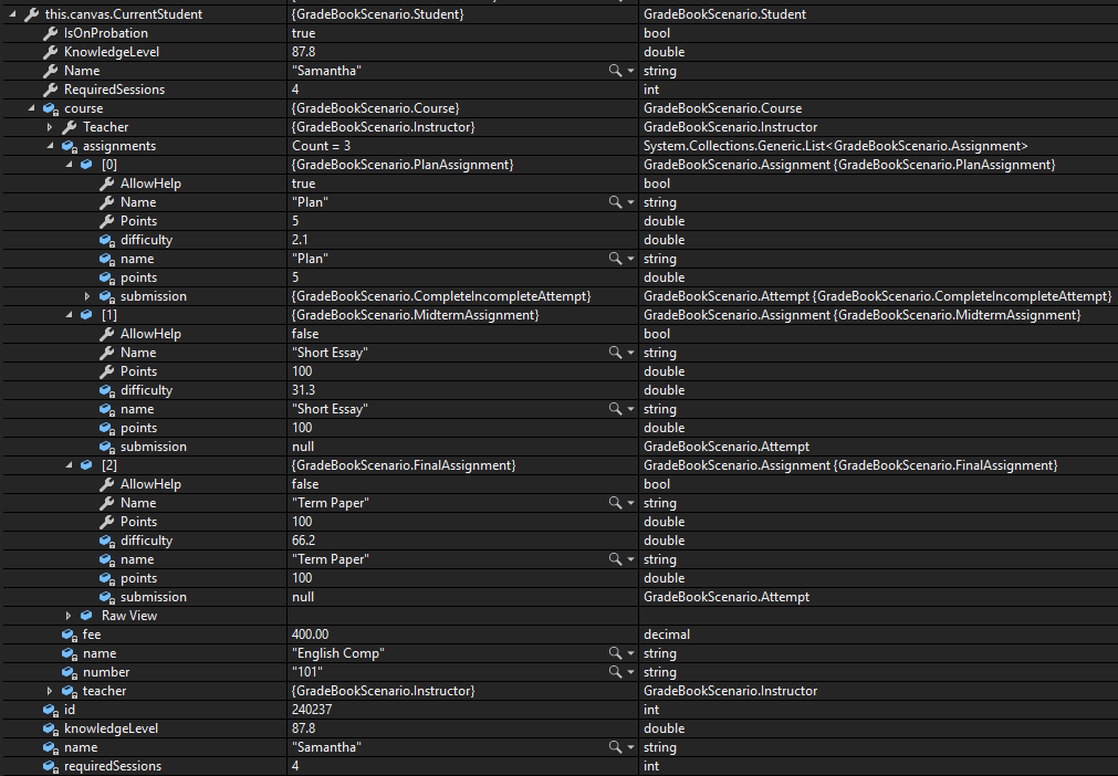 Debugger checkpoint on source page 7; compare object identities, field values, and execution position with your debugger.