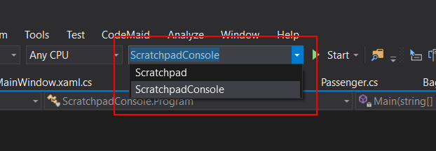 Snip: Startup Drowdown for 4.2 Scratchpad Learning Activity. Use the adjacent task instructions to identify the required controls, output, or debugger values.