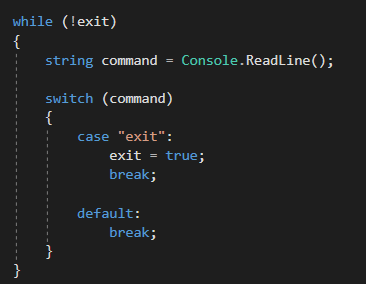 Snip: Exit Command for 4.2 Scratchpad Learning Activity. Use the adjacent task instructions to identify the required controls, output, or debugger values.