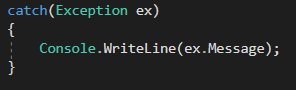 Snip: ex.Message for 4.3 Scratchpad Learning Activity (NEW). Use the adjacent task instructions to identify the required controls, output, or debugger values.
