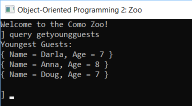 CYW: Get Young Guests. Reference figure for refactor existing queries to extension methods and use anonymous types.