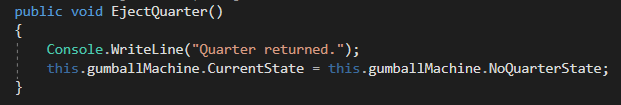 Eject Quarter for 9.3 State Pattern Lab. Use the adjacent task instructions to identify the required controls, output, or debugger values.