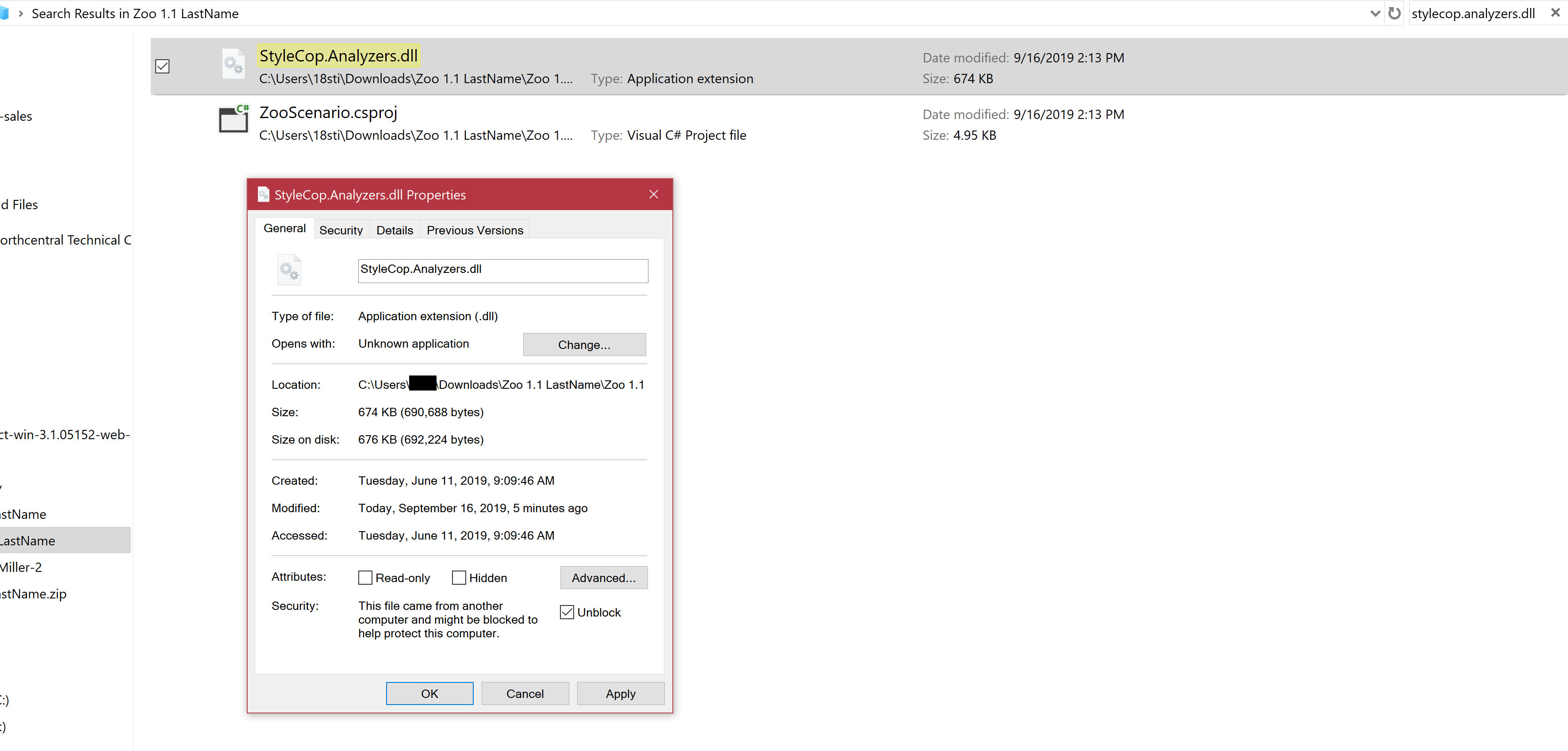 unblockdll for Install StyleCop. Use the adjacent task instructions to identify the required controls, output, or debugger values.