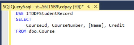 Name column enclosed in square brackets