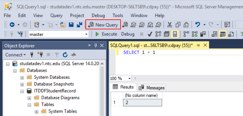 New Query button
