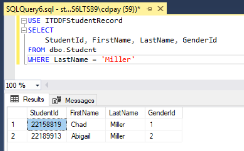 Students with the last name Miller