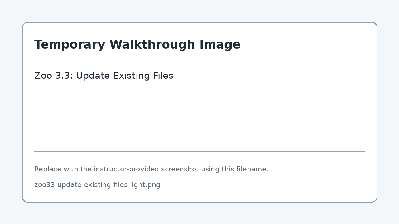 Temporary screenshot for Zoo 3.3: Update Existing Files