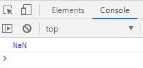 Image showing console stating, 'NaN'.