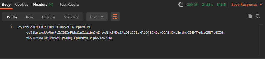 Generated JWT for 12.5 Lab - Securing API With JWT. Use the adjacent task instructions to identify the required controls, output, or debugger values.