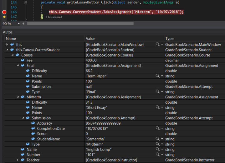 Check Your Work - Canvas Midterm; compare object identities, field values, and execution position with your debugger.
