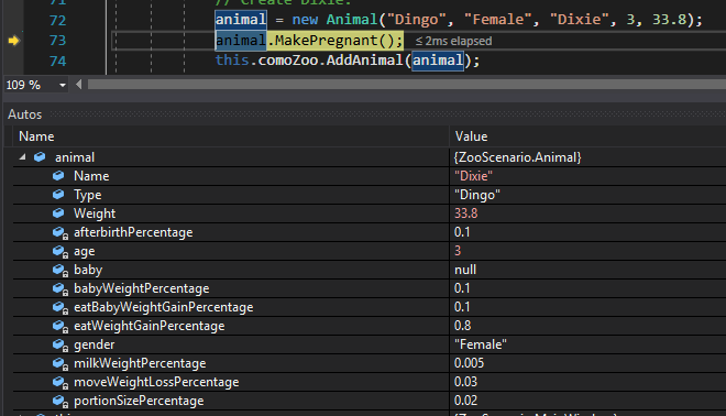 Check Your Work: Animal Values; compare object identities, field values, and execution position with your debugger.
