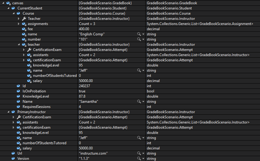 Debugger checkpoint on source page 8; compare object identities, field values, and execution position with your debugger.