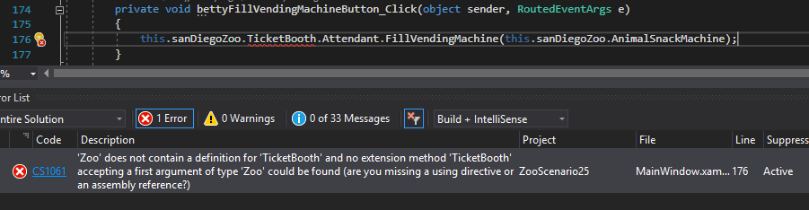 Snip: TicketBooth Error; compare object identities, field values, and execution position with your debugger.
