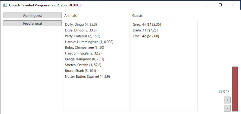 WPF: Guest Added. Reference figure for show animals and guests in a list boxes and populate them automatically.