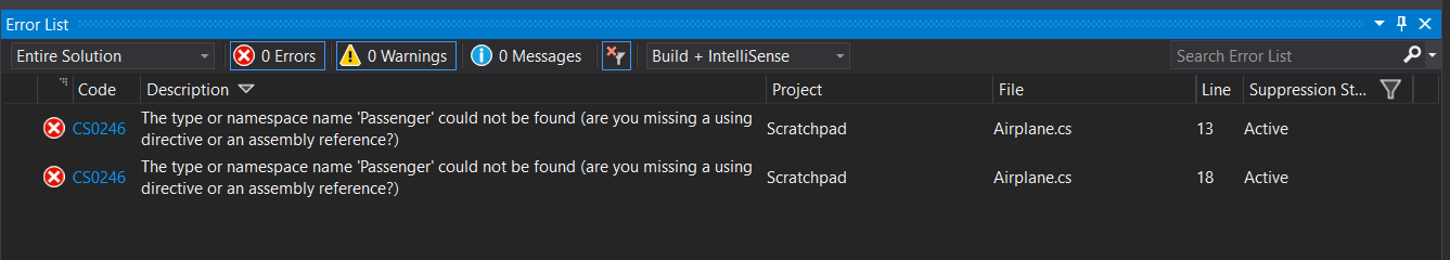Snip: Build Error for 4.1 Scratchpad Learning Activity. Use the adjacent task instructions to identify the required controls, output, or debugger values.