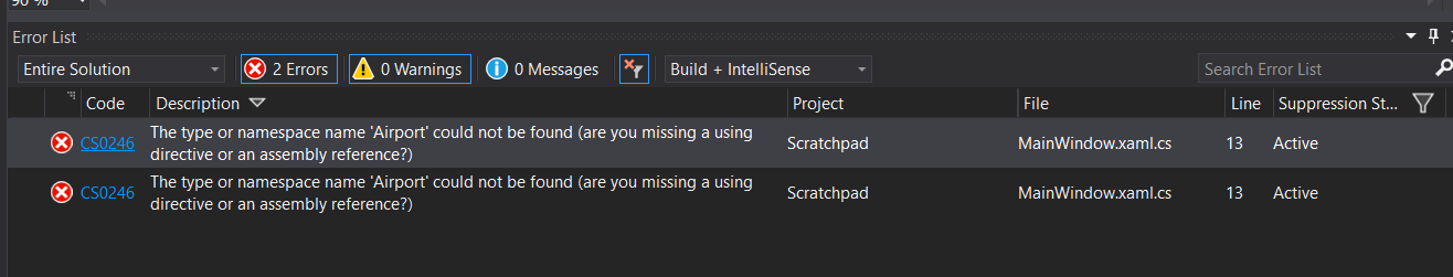 Snip: Namespace Errors for 4.1 Scratchpad Learning Activity. Use the adjacent task instructions to identify the required controls, output, or debugger values.