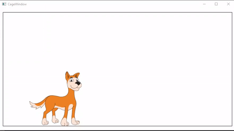 Gif: Moving Dingo. Reference figure for redraw the caged animal on a timer.
