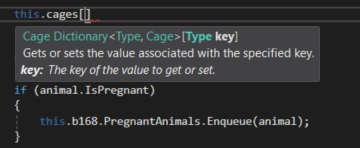 Snip - Bracket Notation. Reference figure for use a dictionary to associate a cage with an animal type.
