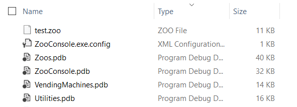 Snip: Test.Zoo File. Reference figure for save zoo to a file from console.