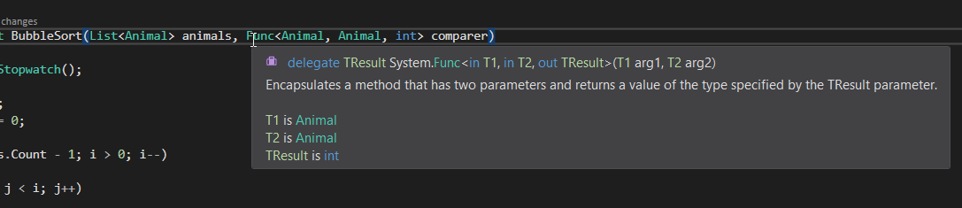 Snip: Func Parameter. Reference figure for allow sorting animals by age.