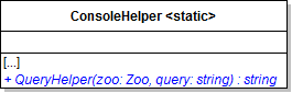 Class Diagram: QueryHelper. Reference figure for write and display results of queries.