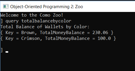 Image: Total Balance by Wallet Color. Reference figure for write advanced linq queries.