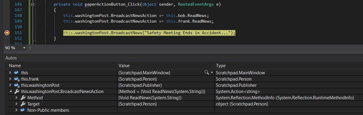 Snip: Delegate Properties for 6.2 Scratchpad Learning Activity (NEW). Use the adjacent task instructions to identify the required controls, output, or debugger values.