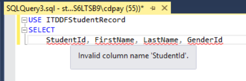 IntelliSense error for StudentId