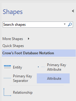 Attribute in the left menu